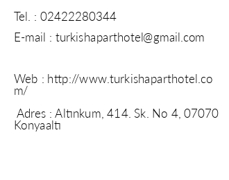 Turkish Apart Hotel iletiim bilgileri